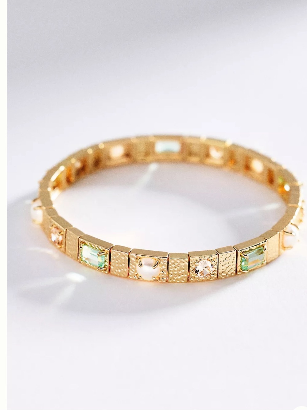 NWT Anthropologie Crystal Pearl Stretch Bracelet